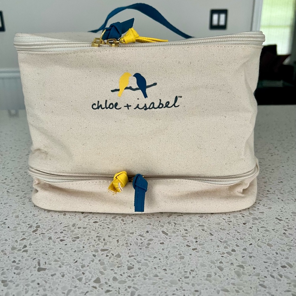 Chloe + Isabel Cream Canvas Organizer Train Case